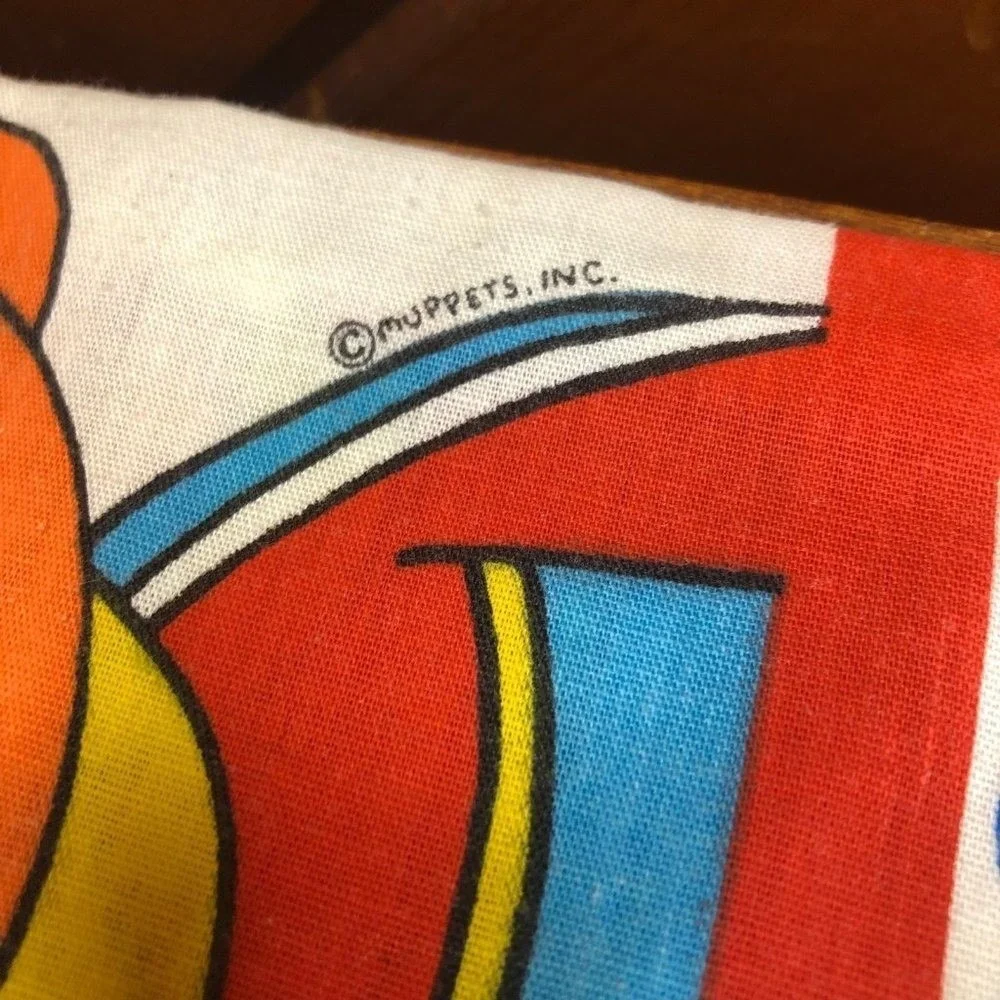 Vintage Sesame Street Pillowcase Muppets Big Bird Cookie Monster Bert Ernie ABC‎